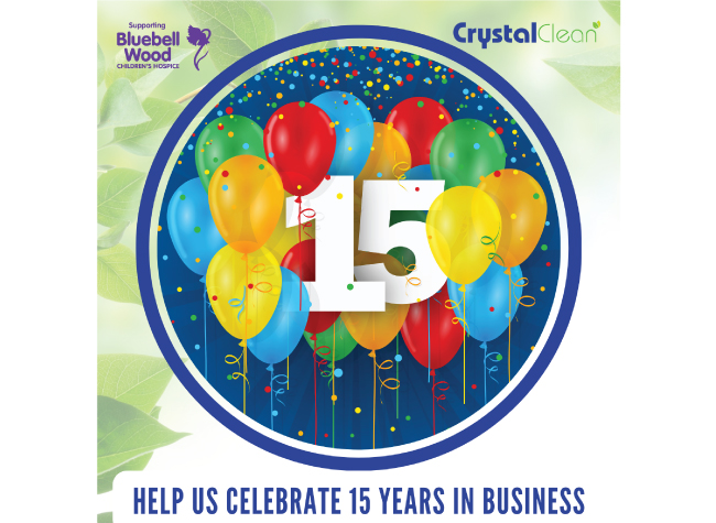 Crystal Clean marks 15 years in business with a celebration night to support Bluebell Wood Children’s Hospice