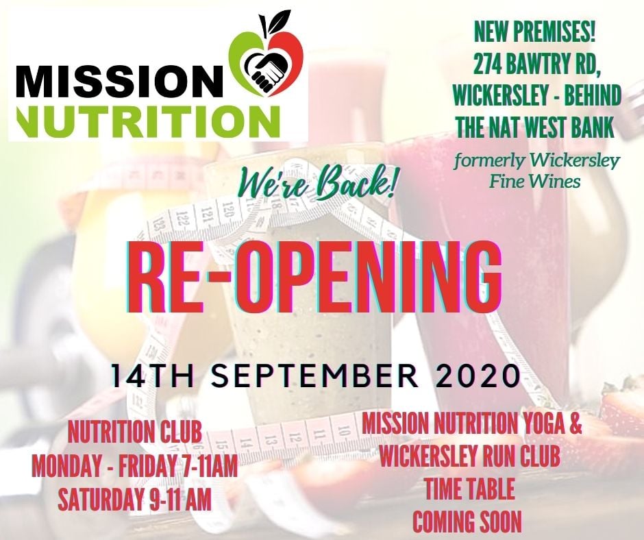 MISSION NUTRITION ARE BACK!! RE-OPENING MONDAY 14th SEPTEMBER