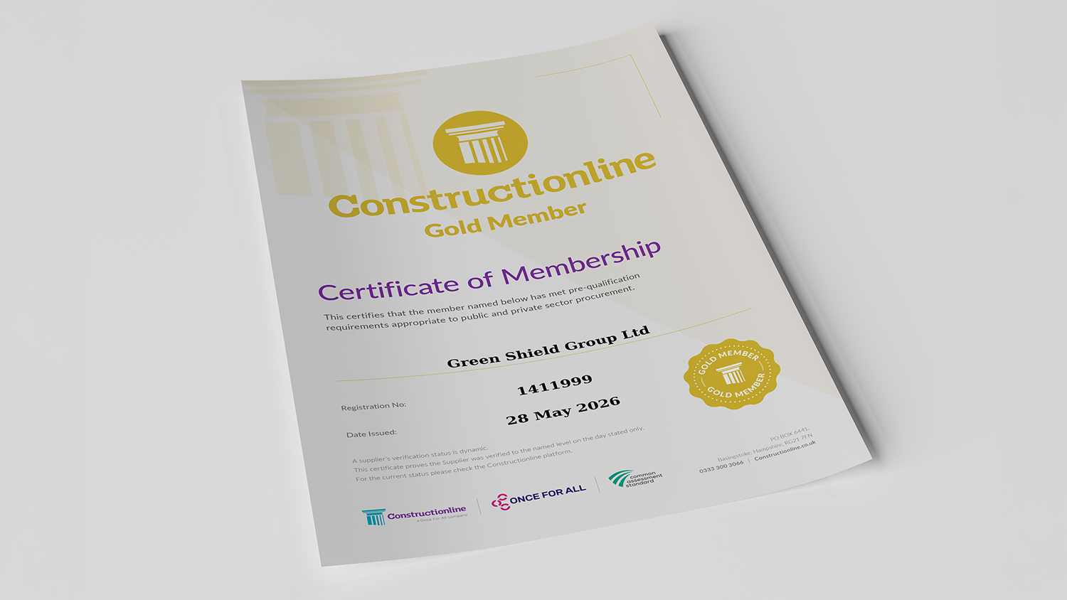 Green Shield Group Achieves Constructionline Gold Accreditation